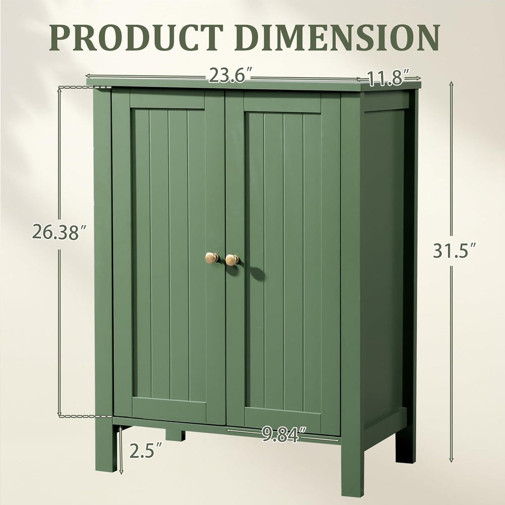 Bonnlo Free Standing Bathroom Cabinet, Sage Green Accent Storage Cabinet with...