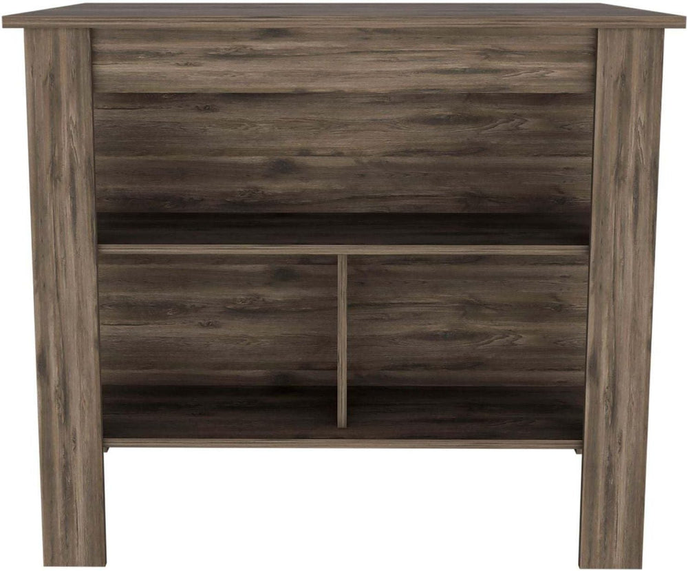 Kitchen Island with Four Legs and Three Shelves in Dark Brown | Three storage...