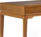 SIMPLIHOME Harper Desk - 60-Inch Wide Solid Hardwood Writing Desk in Light Golden Brown, Mid-Century Modern Home Office Computer Table for Study with 2 Drawers and Flip-Down Keyboard Tray