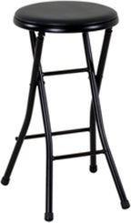 24" Vinyl Padded Folding Stool, Black