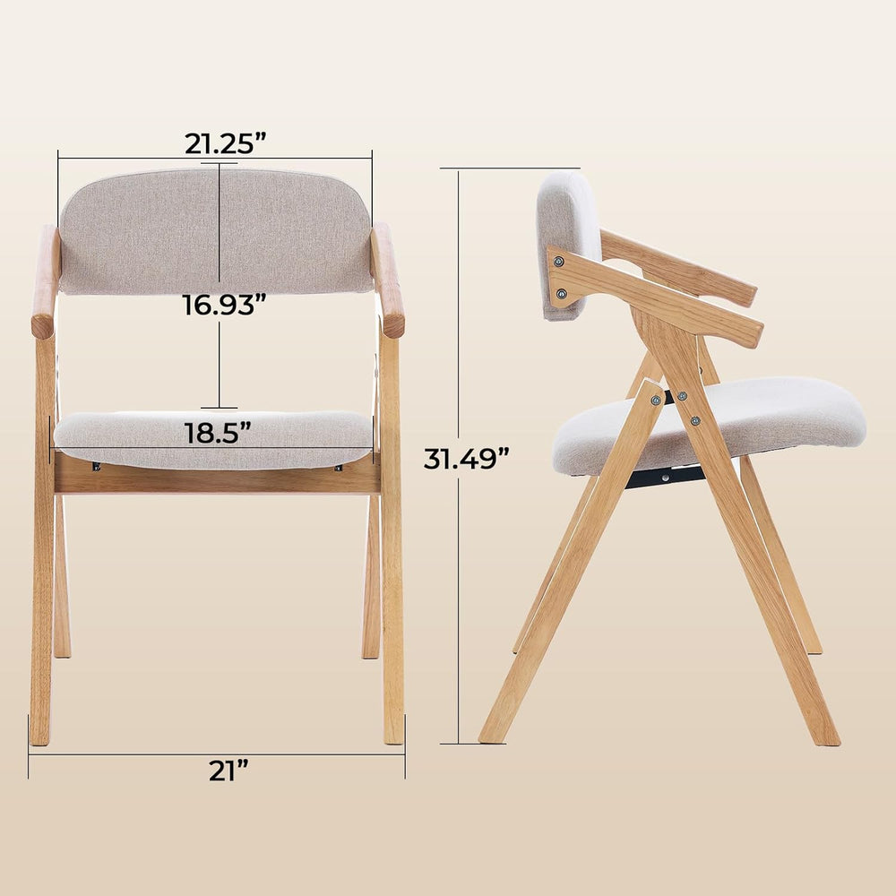 Grod Folding Dining Chairs, Padded Seat, Wooden Stackable,1PCS (Beige)