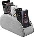 PU Leather Remote Control Holder,TV Remote Caddy with 5 Compartments,Bedside Table or Desktop Organizer for TV,DVD,Blu-Ray,Heater Controllers and Glasses,Media Player,Pen or Pencil Storage(Grey)