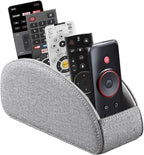 PU Leather Remote Control Holder,TV Remote Caddy with 5 Compartments,Bedside Table or Desktop Organizer for TV,DVD,Blu-Ray,Heater Controllers and Glasses,Media Player,Pen or Pencil Storage(Grey)