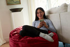 Sofa Sack Bean Bag Chair: 3' Memory Foam Furniture Bean Bag - Medium Sofa with Soft Micro Fiber Cover - Cherry Red