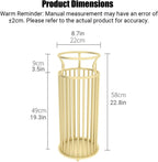 Metal Umbrella Stand with Hooks, Commercial Umbrella Holder & Storage Rack Organizer, Floor Standing Umbrella Bucket for Home, Hotel, Lobby & Entryway Decor.(Gold)