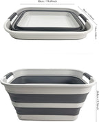 SAMMART Collapsible Plastic Laundry Basket - Foldable Pop Up Storage Container/Organizer - Portable Washing Tub - Space Saving Hamper/Basket (Grey/Steel Grey, 27L)