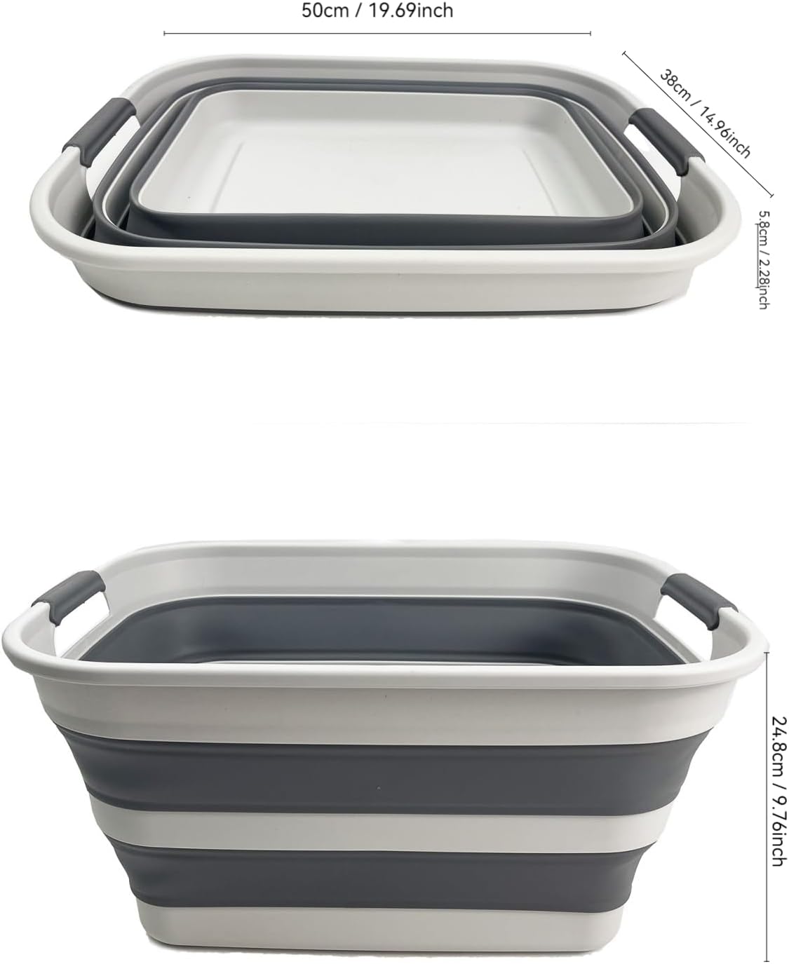 SAMMART Collapsible Plastic Laundry Basket - Foldable Pop Up Storage Container/Organizer - Portable Washing Tub - Space Saving Hamper/Basket (Grey/Steel Grey, 27L)