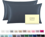 Silk Pillow Cases 2 Pack Soft Breathable and Sliky Standard Size Pillow Cases Set of 2,Natural Mulberry Satin Silk Pillowcase with Hidden Zipper for Hair and Skin (Space Grey,20"X 26",2pcs)