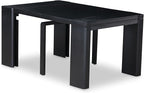 X07MZ-BC6-50 - 10-Pc Dining Table Set a Kitchen Table with a coffee Table and a wooden Bench & 7 Dark Gotham Grey Fabric Dining Chair, 39x120 Inch, Wire Brushed Black