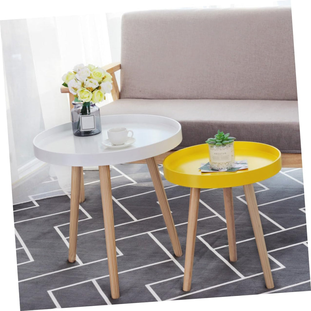 Veemoon Nordic Style Small Round Side Table White Mini Coffee Accent Table fo...