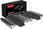 24PCS Magnetic Modular Wrench Organizer Set - Tool Drawer Storage Rack with Metric & SAE Labels, Wrench Holder with Magnet, Perfect Tool Gift for Men, father, boyfriend, DIYers & Mechanics (Black)