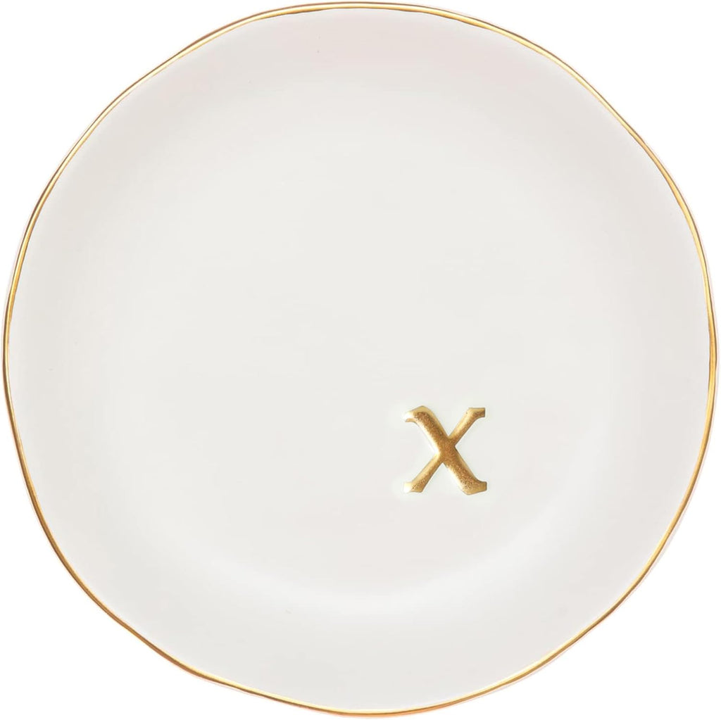 COLLECTIVE HOME - Ceramic Jewelry Tray, Decorative Trinket Dish for Rings Earrings Necklaces Bracelet Watch Keys, Birthday Mother's Day Christmas Gift for Women, 4.75", White Surface (x)