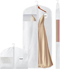 58" 100% Organic Cotton Garment Bags for Hanging Clothes and Storage, Breathable Clothes Covers with Viewing Window and Card Pocket for Short Dresses, Jackets, Suits