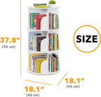 SpaceAid 3 Tier Rotating Bookshelf Tower, Spinning Bookcase Lazy Susan, Revolving 360 Book Shelf Storage Round Carousel, Vertical Rotate Turning Spiral Corner Organizer, White