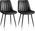 CLIPOP Dining Chairs Set of 2, Upholstered Kitchen Chairs with Comfortable Faux Leather Seat, Metal Legs, Modern Black Leather Dining Chairs, Easy Assembly