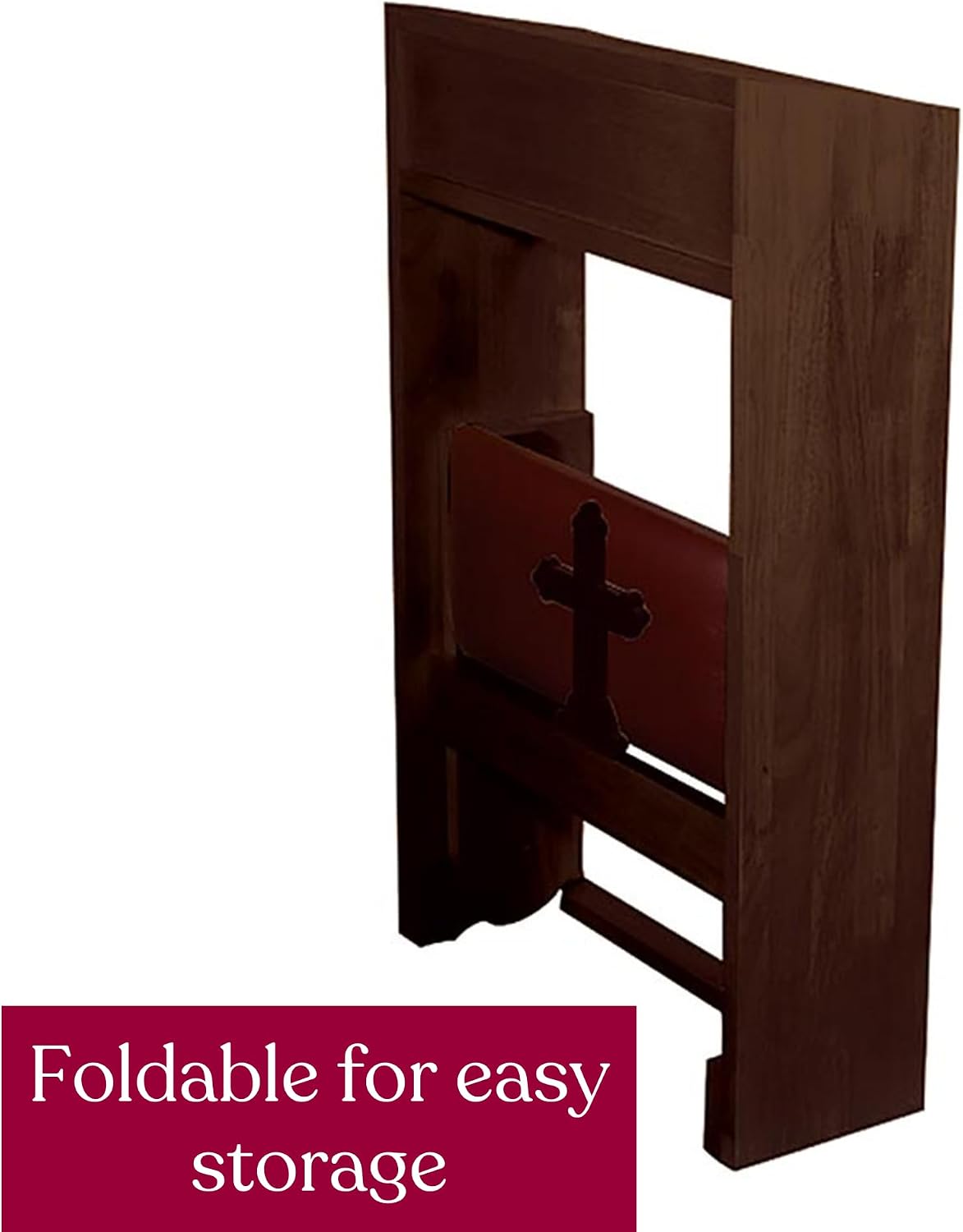 Needzo Walnut Wooden Cross Kneeler, Catholic Church Supplies, Foldable, 20 x 32 Inches