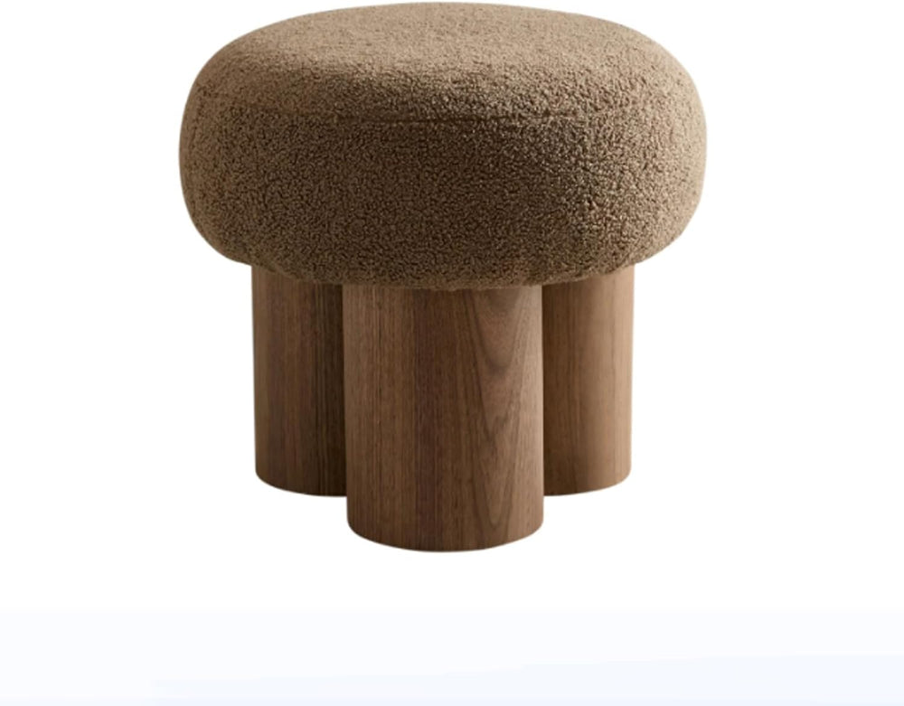 16.54''Mushroom Stool,Modern Fabric Ottoman Foot Rest,Teddy Round Foo...