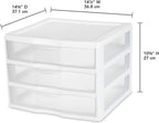 Sterilite 6-Pack Wide 3 Drawer Unit, Plastic Desktop Organizer with Clear Drawers, White Frame - Stackable Multi-Purpose Storage for Office Supplies, Craft Rooms, Classrooms and Home Organization