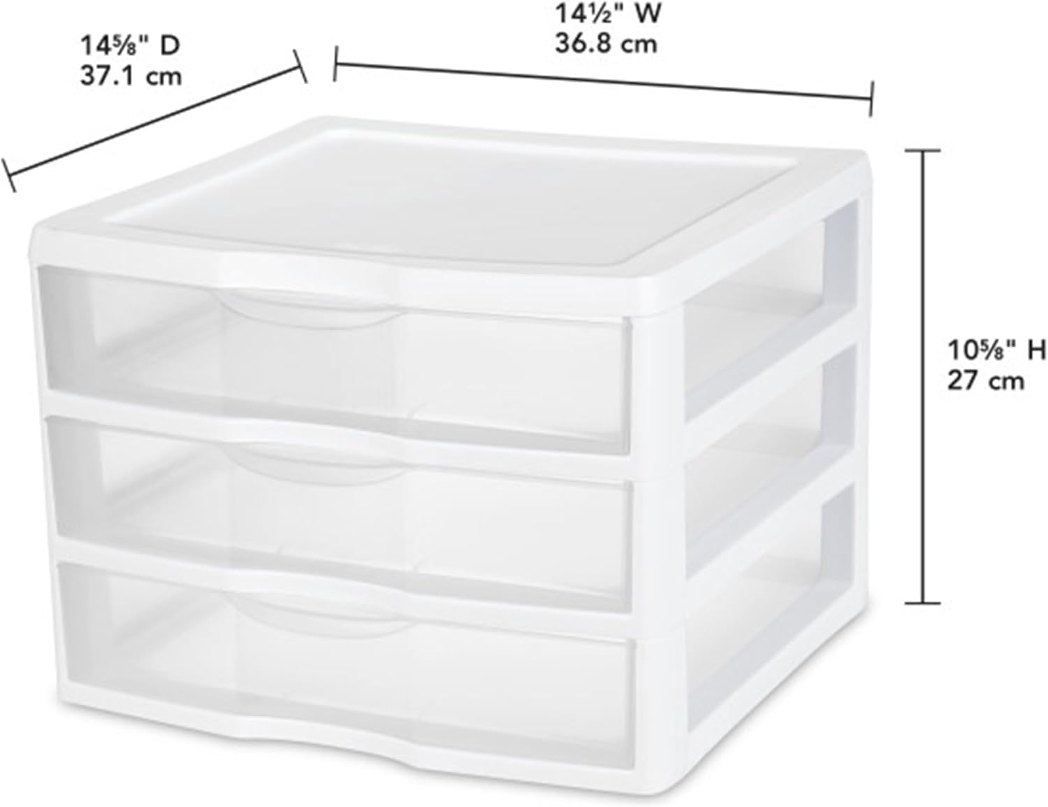 Sterilite 6-Pack Wide 3 Drawer Unit, Plastic Desktop Organizer with Clear Drawers, White Frame - Stackable Multi-Purpose Storage for Office Supplies, Craft Rooms, Classrooms and Home Organization
