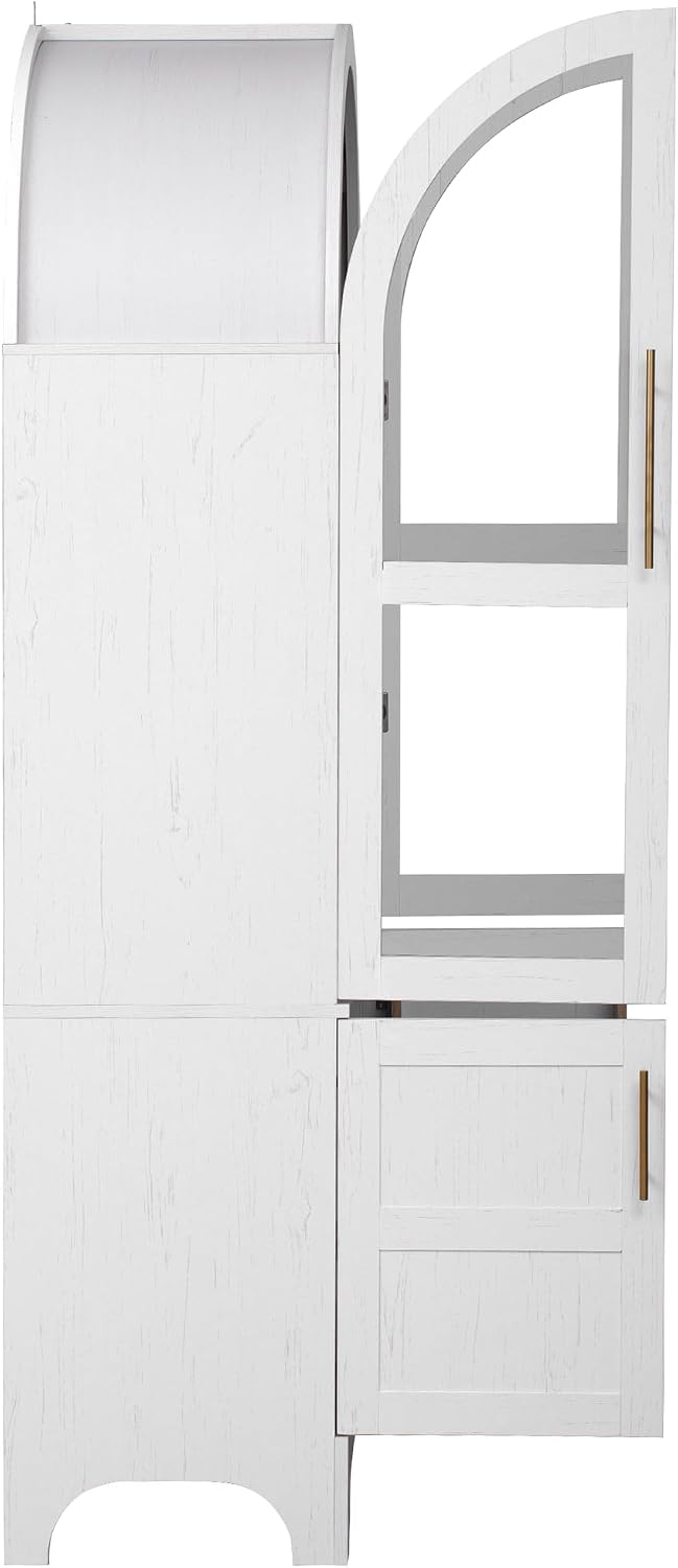 KLMM 71" Tall Arched Kitchen Pantry with Door Shelves,Storage Cabinets w...