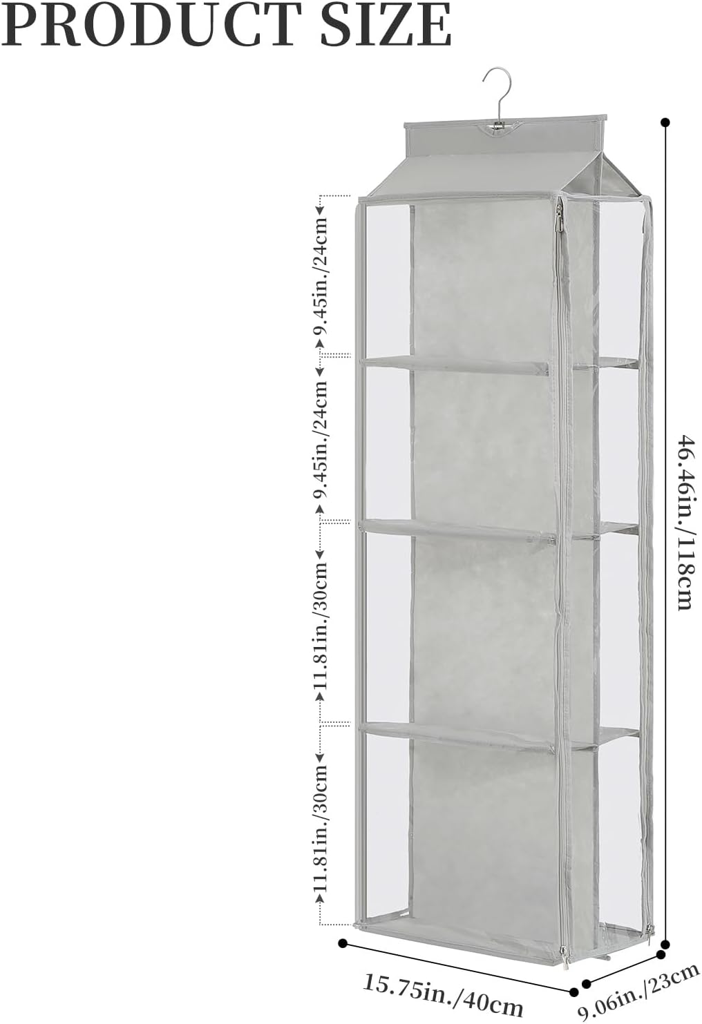 8 Grids in 1 Rotatable Hanging Purse Handbag Organizer with Double Zippers, Visible Purse Organizer for Closet, Fully Enclosed Handbag Storage Holder