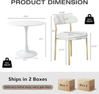 3-Piece 23.6" Round Dining Table Set for 2 with Upholstered Chairs – Space-Saving Modern Small Kitchen Cafe Bistro Set(Beige Boucle Chair)