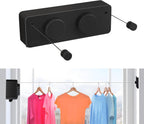 JOOM Retractable Clothesline Indoor Outdoor Clothes Line - Heavy Duty Clothes Drying Laundry Line - Wall Mounted Drying Rack - Air Dry Clothing Lock to Prevent Sagging (Two line,Black)