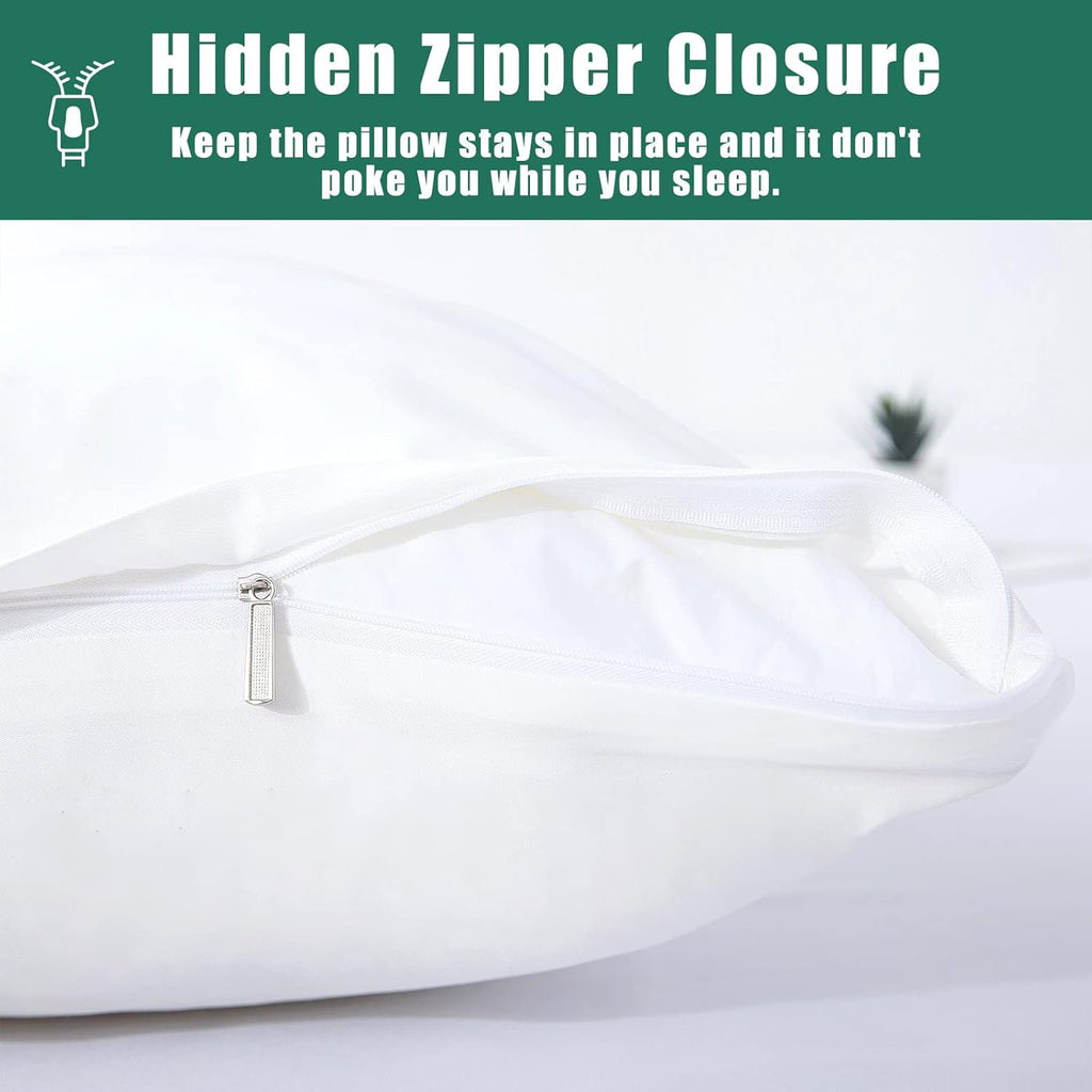 Body Cooling Pillow Cases Cover, Bamboo Rayon White Body Pillowcases with Zipper Closure, Cool and Breathable Pillow Case for Hot Sleepers and Night Sweats, 20x54 inches