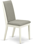 East West Furniture MZLA3-LWH-06 3 Piece Kitchen Table & Chairs Set Contains a Rectangle Dining Table with Dropleaf and 2 Shitake Linen Fabric Upholstered Chairs, 36x54 Inch, Linen White