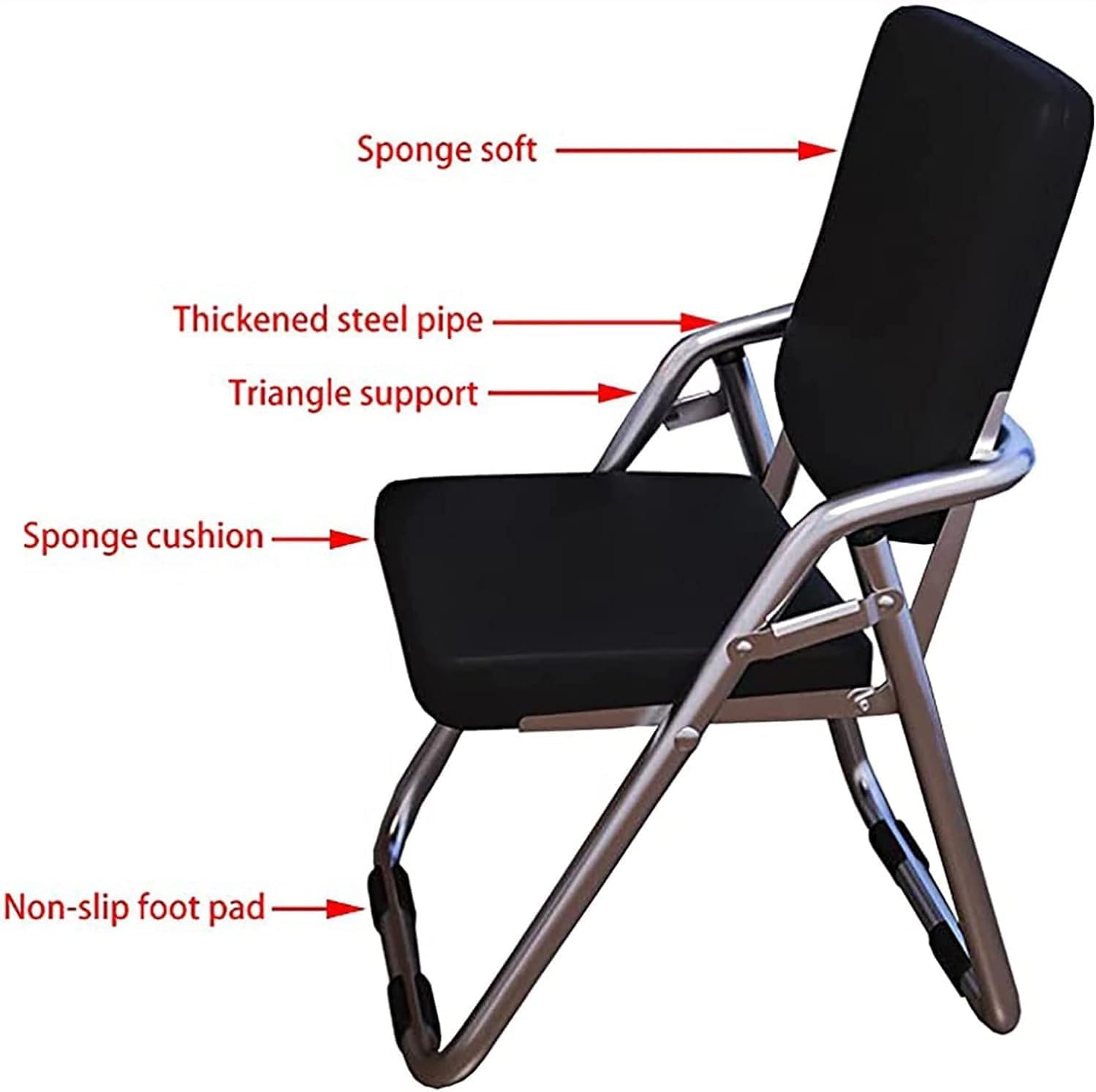 Portable Metal Foldable Chair with Padded Pu Leather Seat and Backrest Comfy Dining and Folding Stoo