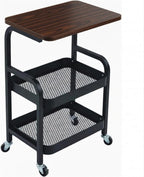 3 Tier Rolling Cart Metal Storage Utility Cart on Wheels, Coffee Cart Bedside Snack Trolley for Kitchen, Bathroom, Office & Living Room Organizer