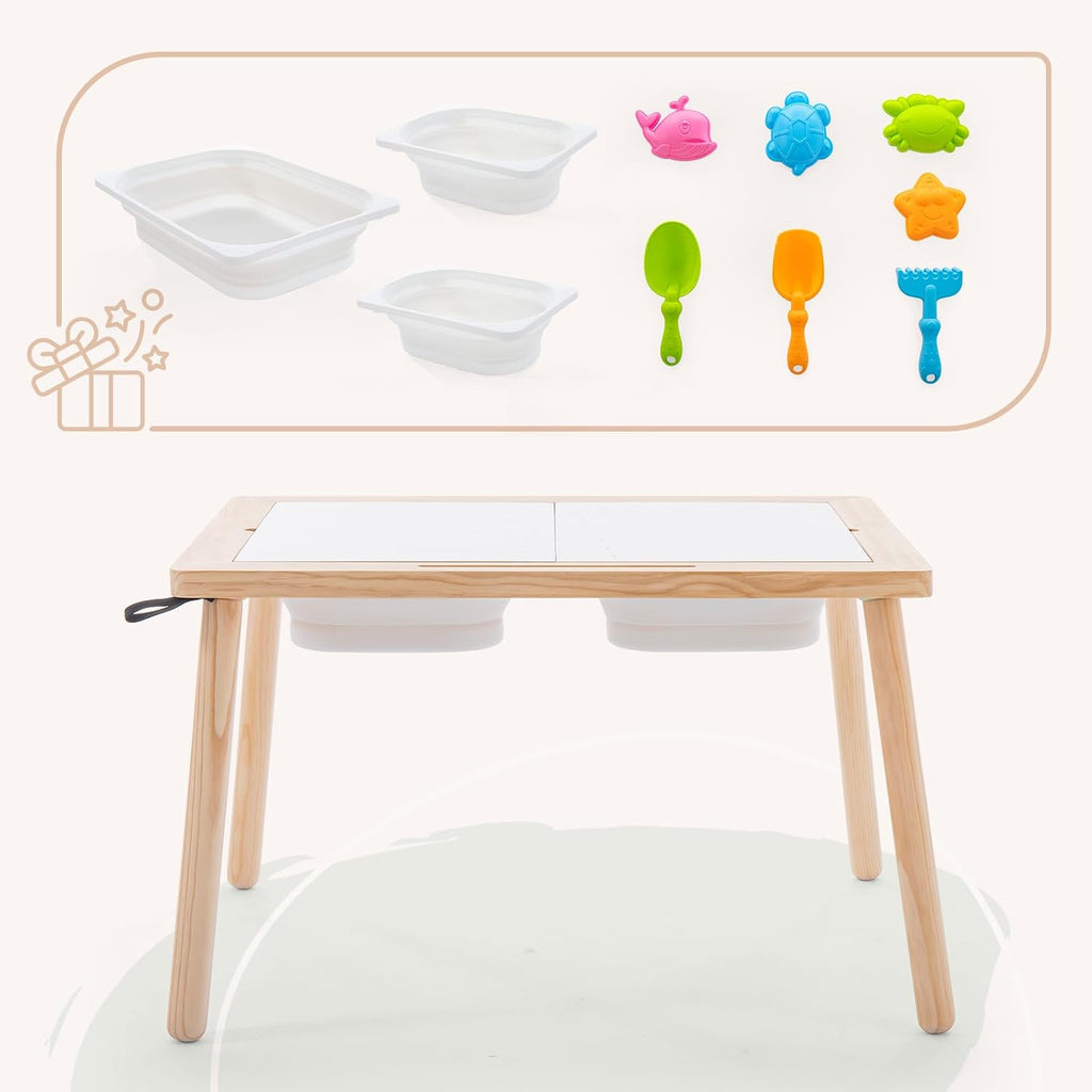 Sensory Tables for Toddlers,Kids Table with 3 Storage Bins, Activity Table with 7 Sand Toys, Indoor/Outdoor Play Sand Table, Gifts for Boys and Girls