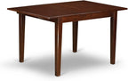 East West Furniture NOCE5-MAH-10 5 Piece Kitchen Table Set Includes a Rectangle Dining Room Table with Butterfly Leaf and 4 Dahlia Linen Fabric Upholstered Chairs, 32x54 Inch, Mahogany