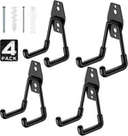 Garage Hooks with Anti-Slip Coating,Heavy Duty Wall Mount Storage Hooks for Hanging Bike,Hose,Ladder,Yard,Garden Tools (4 Pack Black 4.5x2.75 inch)
