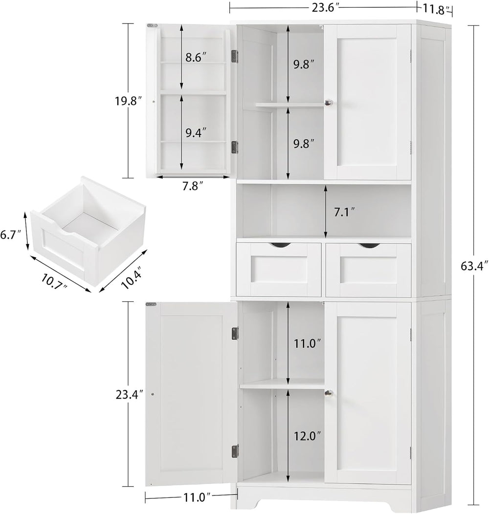 TEENFON Kitchen Pantry Cabinet with Adjustable Shelf, Tall Storage Cabinet wi...