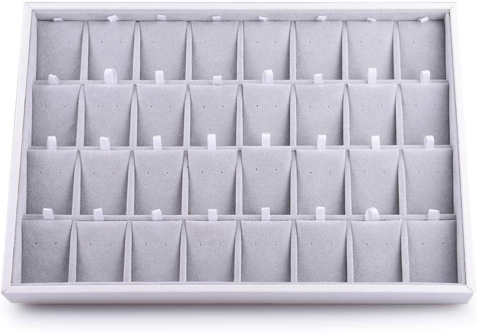 Oirlv Velvet Stackable Jewelry Tray 32 Grids Earrings Organizer Display Showcase Jewelry Storage trays