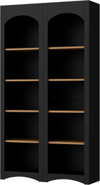 Freestanding Corner Kitchen Pantry with 4 Shelves, Traditional, Rectangular Storage Cabinet, for Living Room, Dining Room, Black