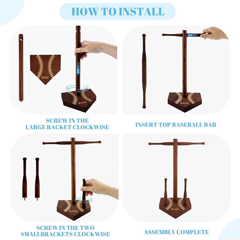 Wooden Baseball or Softball Drip Necklace Organizer Holder, Ring Holder | Championship Sports Ring Display Holder,Softball Ring Holder,Drip Necklace Ring Holder Baseball Display Gift (Walnut Red)