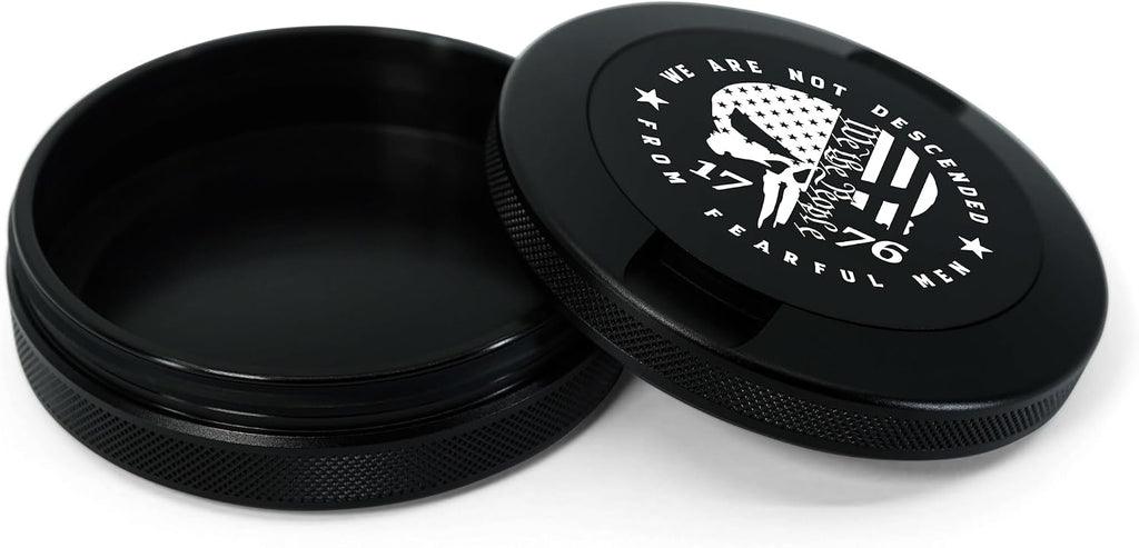 Metal Can | Metal Container for Pouches | Aluminum Used Pouch Storage Tin | Airtight O-Ring Moisture Odor Proof EDC Pocket Tin | Defiance Edition (Black)