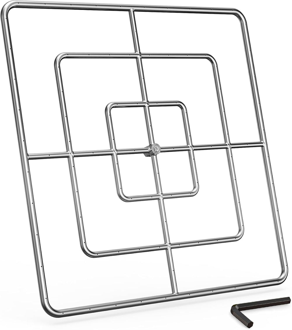 onlyfire 36" Square Fire Pit Burner Ring for Natural Gas/Propane Fireplace