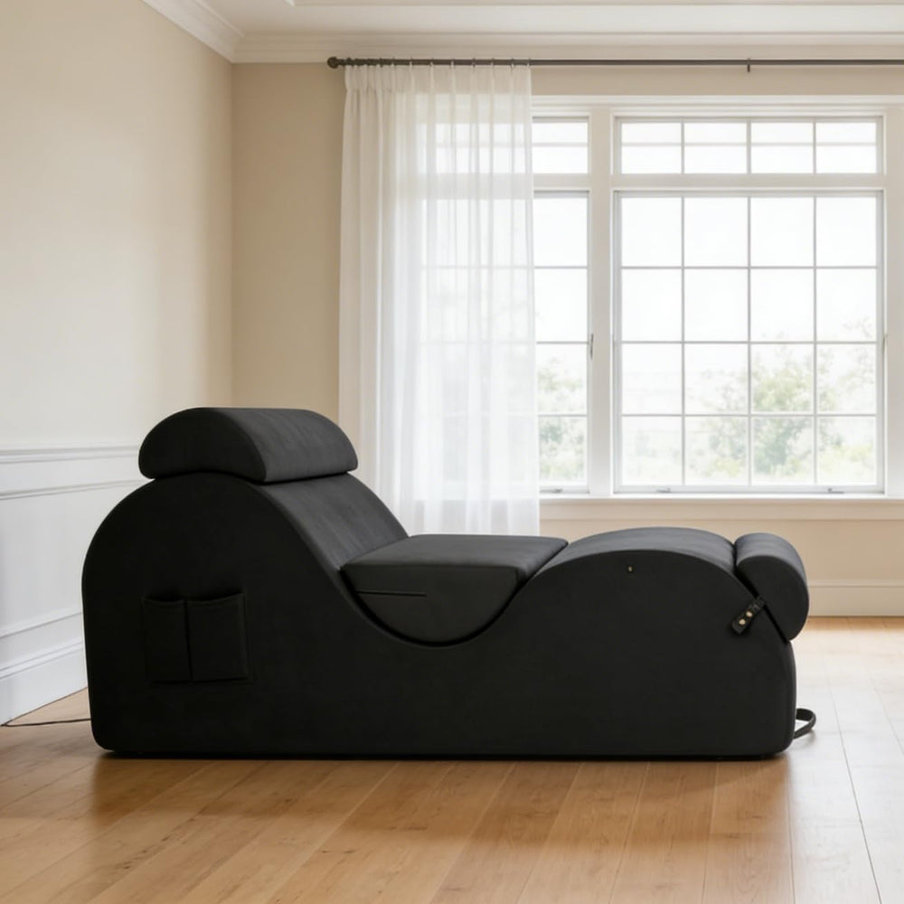 Chaise Lounge Chair for Yoga, Chaise Lounge with Headrest, Waist Pad, Foot Pa...