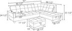 L Shaped Sectional Sofa with Ottoman, Modern Couches for Living Room, Microfiber Facing, Bedroom, Office