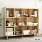 IOTXY Open Cube Low Bookcase - 3-Tier Freestanding Storage Display Cabinet Organizer with Legs for Home Office, 11-Cubes Open Shelf Short Bookshelf, Oak