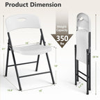 Folding Chairs 2 Pack, Outdoor Folding Chairs for Outside Indoor, Portable 350 lbs Capacity Heavy Duty Plastic Metal Foldable Chairs Commercial Seating for Picnic, Party, Patio, White