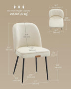 VASAGLE EKHO Collection - Dining Chairs Set of 6, Upholstered Kitchen Chairs, Comfortable Seat, Synthetic Leather with Stitching, Mid-Century Modern, Easy Assembly, with Storage Pocket, Cream White