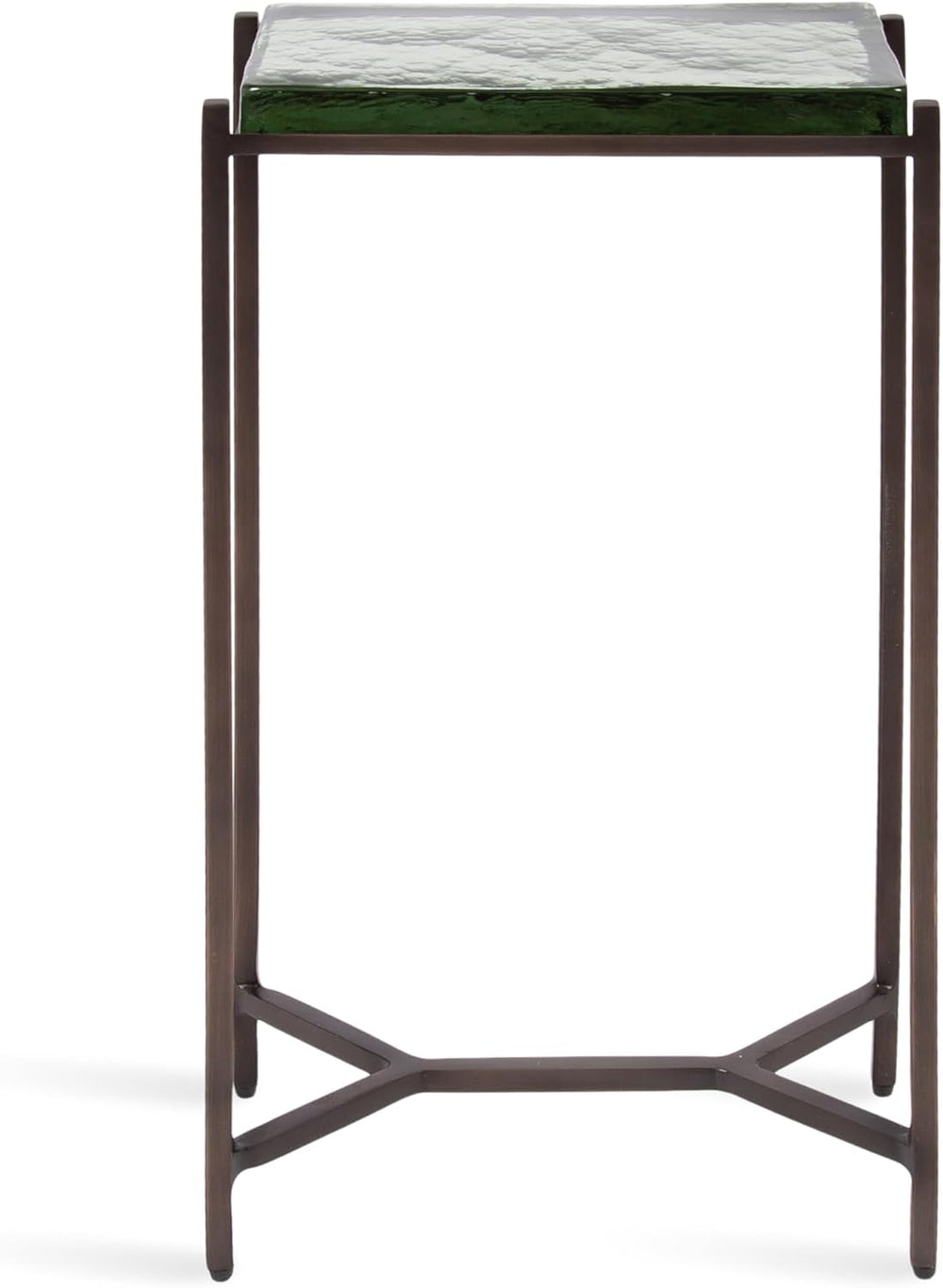 Kate and Laurel Aguilar Modern Glam Slim Side Table, 12 x 7 x 22, Green Glass...