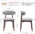 COLAMY Wooden Dining Chairs Set of 4, Modern Fabric Upholstered Dining Room Chair, Farmhouse Kitchen Chair with Foot Pegs, Light Grey