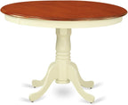 East West Furniture HLIP3-BMK-W 3 Piece Dining Set Contains a Round Dining Room Table with Pedestal and 2 Kitchen Chairs, 42x42 Inch, Buttermilk & Cherry