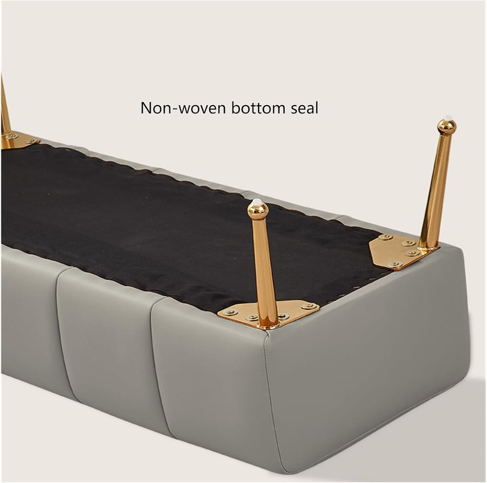 Modern Stitched Upholstered Bedroom Benches with Gold Legs, Entryway Bench Fo...