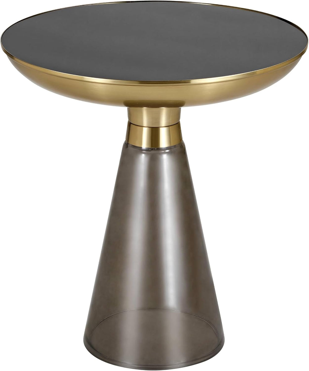 LeisureMod Side Table, Mid-Century Modern Accent End Table with Round Tempere...